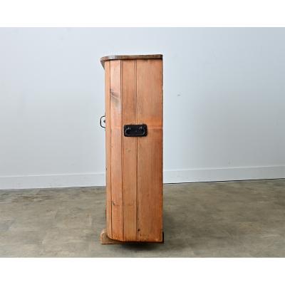 English Huffer Pine Demilune Warming Cabinet