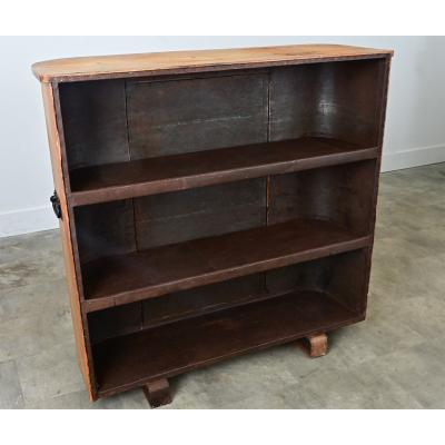 English Huffer Pine Demilune Warming Cabinet