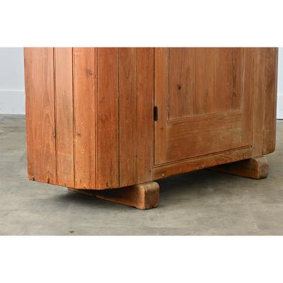 English Huffer Pine Demilune Warming Cabinet