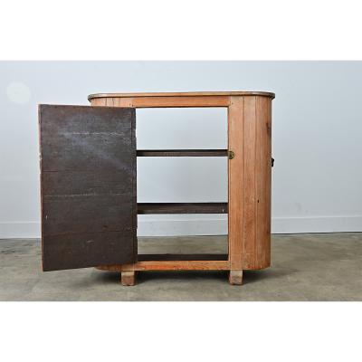 English Huffer Pine Demilune Warming Cabinet