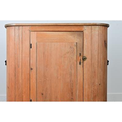 English Huffer Pine Demilune Warming Cabinet