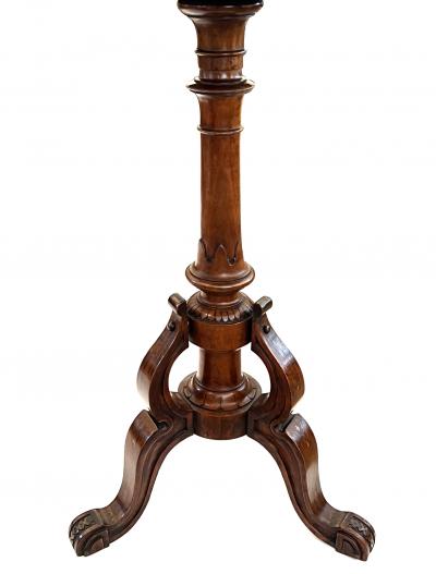 English Inlaid Burl Walnut Circular Occasional Side Tripod Table