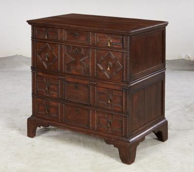 English Jacobean Geometric Molded Chest