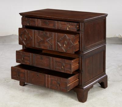 English Jacobean Geometric Molded Chest