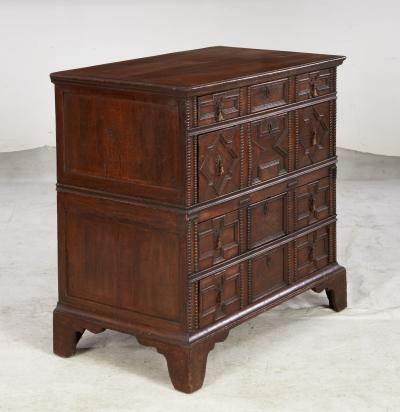 English Jacobean Geometric Molded Chest