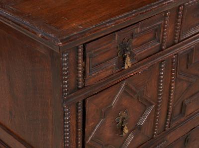 English Jacobean Geometric Molded Chest
