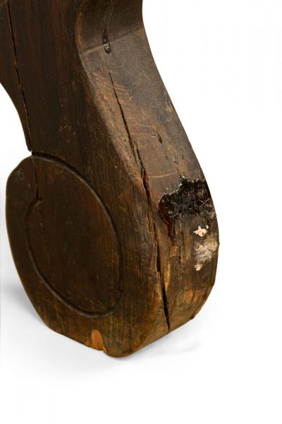 English Jacobean Style Carved Mahogany Leather Top Console Table