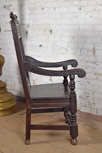 English Jacobean Style Oak Wainscot Armchair