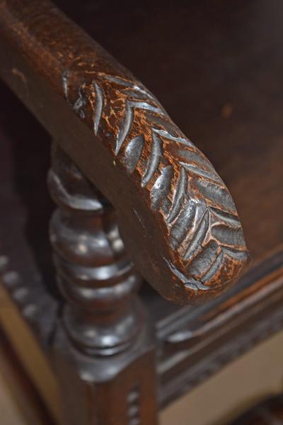 English Jacobean Style Oak Wainscot Armchair