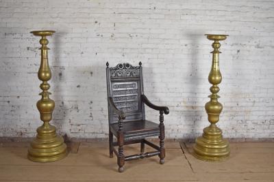 English Jacobean Style Oak Wainscot Armchair