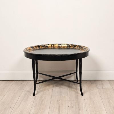 English Lacquered Gilt Papier m ch Tray circa 1870