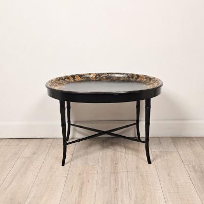 English Lacquered Gilt Papier m ch Tray circa 1870