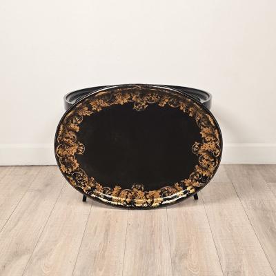English Lacquered Gilt Papier m ch Tray circa 1870