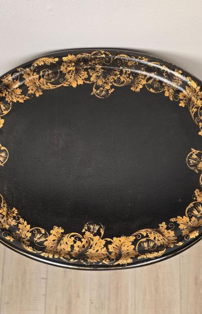 English Lacquered Gilt Papier m ch Tray circa 1870