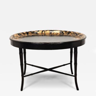 English Lacquered Gilt Papier m ch Tray circa 1870
