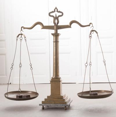 English Late 19th Century Large Brass Table Scale Weights