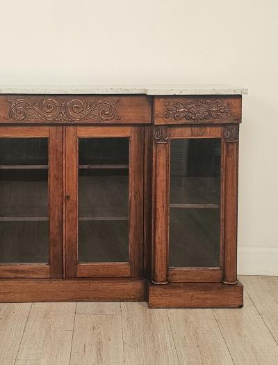 English Late Regency Period Rosewood Breakfront Cabinet circa 1830