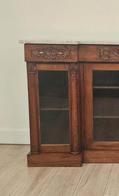English Late Regency Period Rosewood Breakfront Cabinet circa 1830