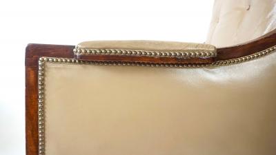 English Late Regency William IV Rosewood Leather Bergere circa 1835