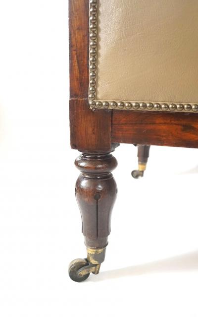 English Late Regency William IV Rosewood Leather Bergere circa 1835