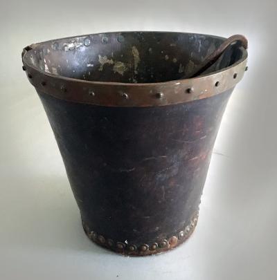 English Leather and Copper Fire Bucket