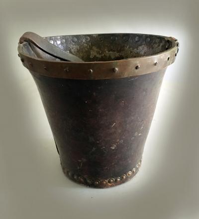 English Leather and Copper Fire Bucket