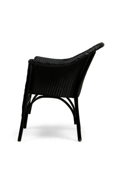 English Lloyd Loom style painted wicker small roundback arm chair