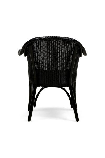 English Lloyd Loom style painted wicker small roundback arm chair