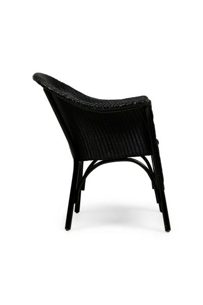 English Lloyd Loom style painted wicker small roundback arm chair