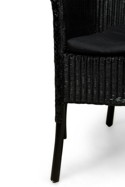 English Lloyd Loom style painted wicker small roundback arm chair
