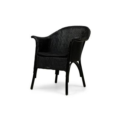 English Lloyd Loom style painted wicker small roundback arm chair