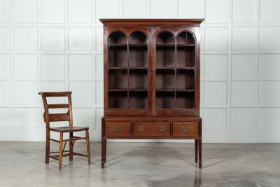 English Mahogany Arched Glazed Dresser Cabinet