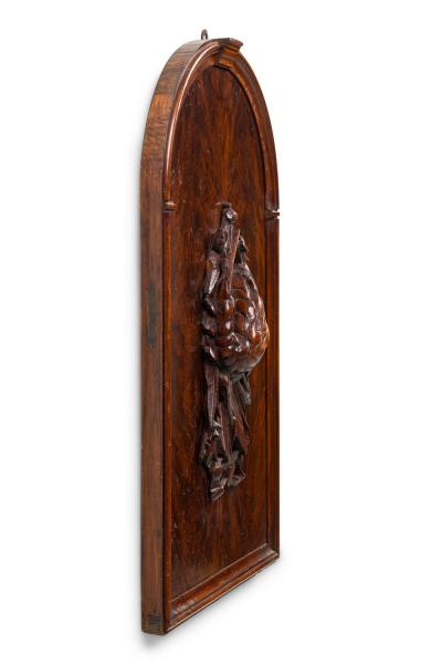 English Mahogany Carved Animal Game Wall Plaque