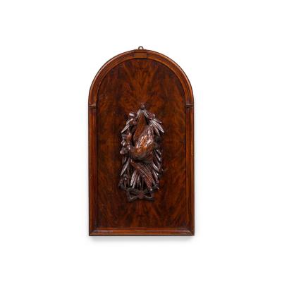 English Mahogany Carved Animal Game Wall Plaque