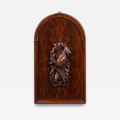 English Mahogany Carved Animal Game Wall Plaque