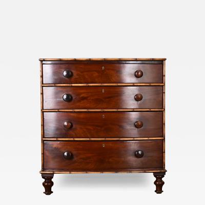 English Mahogany Chest with Faux Bamboo Trim