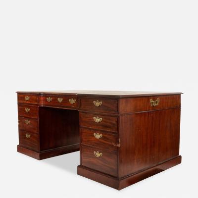 English Mahogany Leather Top Desk