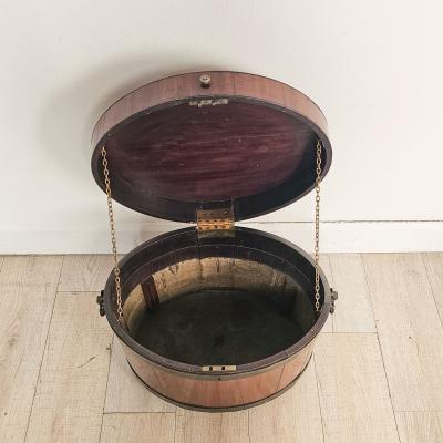 English Mahogany Oval Wine Box or Cellarette with Iron Straps circa 1820
