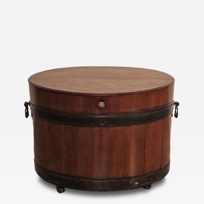 English Mahogany Oval Wine Box or Cellarette with Iron Straps circa 1820