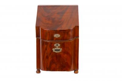 English Mahogany Wood Campaign Cellarette Wine Storage Box