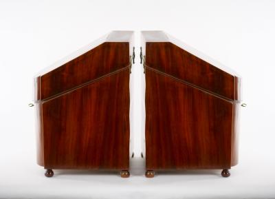 English Mahogany Wood Campaign Cellarette Wine Storage Box