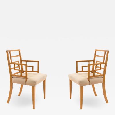 English Maple Geometric Arm Chairs
