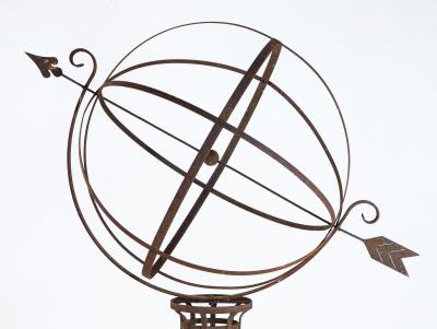 English Mid 20th Century Iron Armillary Sphere on Stand