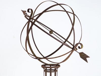 English Mid 20th Century Iron Armillary Sphere on Stand