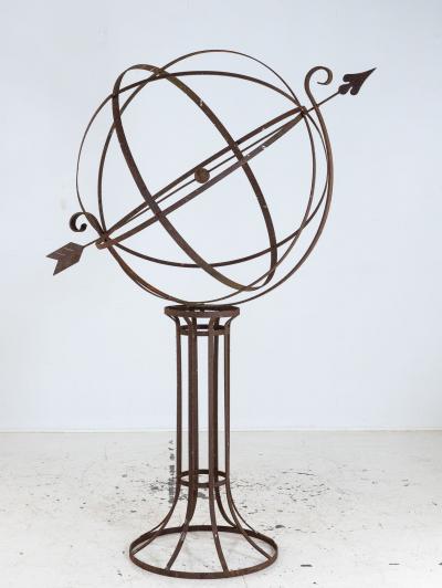 English Mid 20th Century Iron Armillary Sphere on Stand