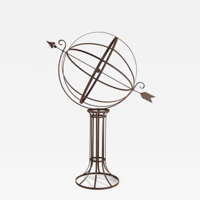 English Mid 20th Century Iron Armillary Sphere on Stand