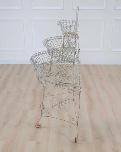 English Mid 20th Century Semi Circular Wirework Plant Stand