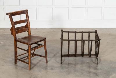 English Mid 20thC Brutalist Wrought Iron Log Basket