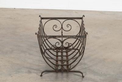 English Mid 20thC Brutalist Wrought Iron Log Basket