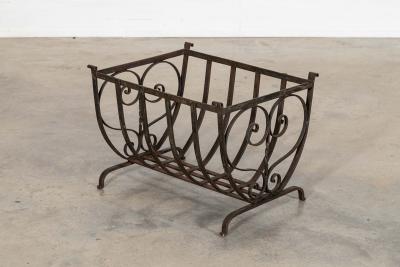 English Mid 20thC Brutalist Wrought Iron Log Basket